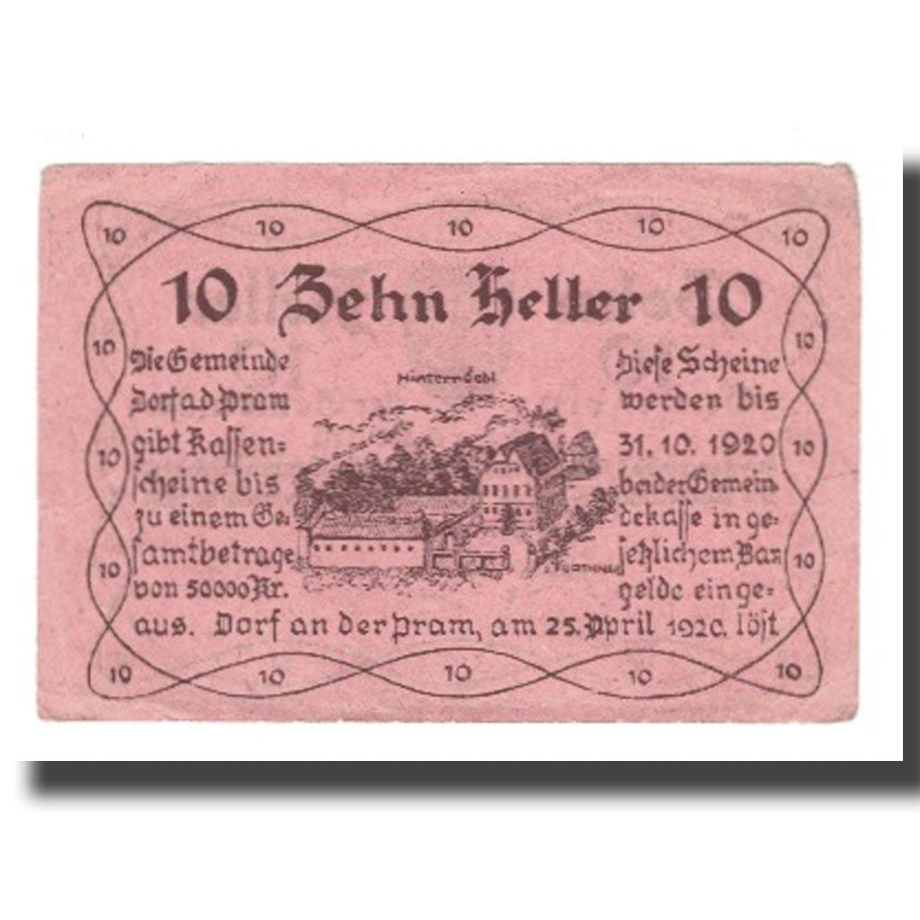 Banknote, Austria, Dorf an der Pram O.Ö. Gemeinde, 10 Heller, valeur faciale