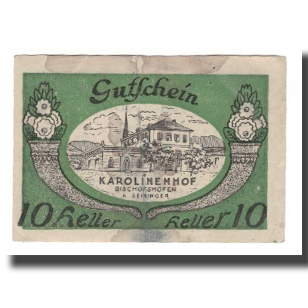 Banconote, Austria, Bischofshofen Sbg. Prv. Bahnhofrestaurant Karolinenhof, 10