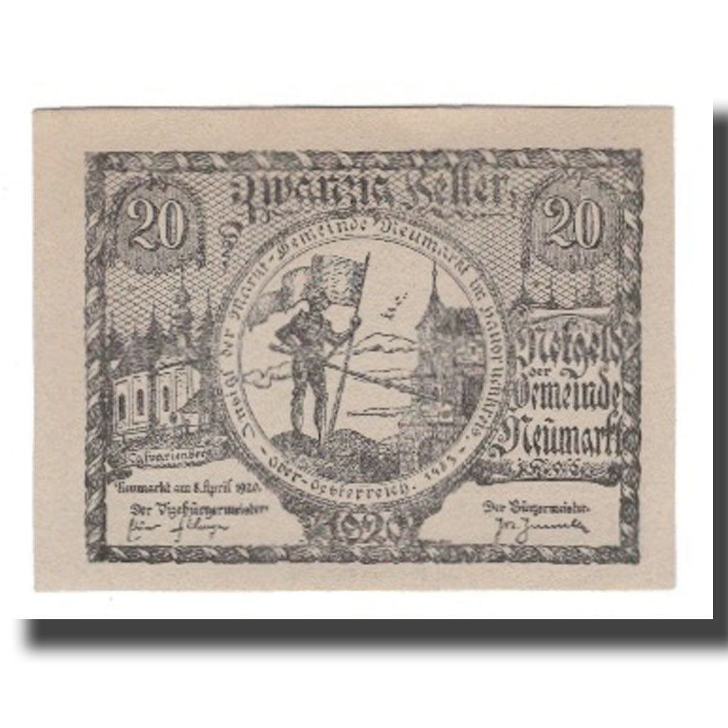 Banknot, Austria, Neumarkt Im Hausruckkreis O.Ö. Gemeinde, 20 Heller, Texte