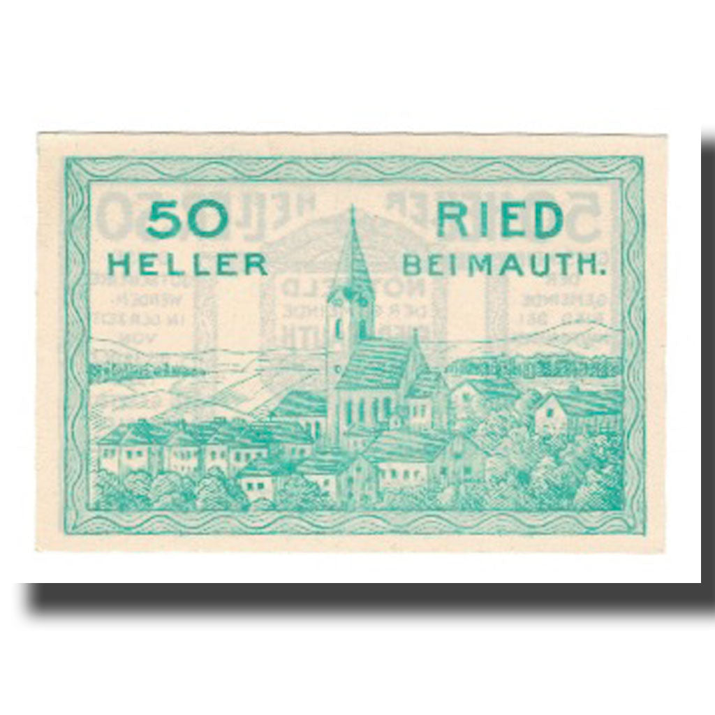 Banknote, Austria, Ried bei Mauthausen O.Ö. Gemeinde, 50 Heller, village, 1920