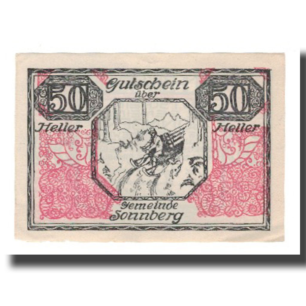 Banknot, Austria, Sonnberg Sbg. Gemeinde, 50 Heller, personnage, 1920
