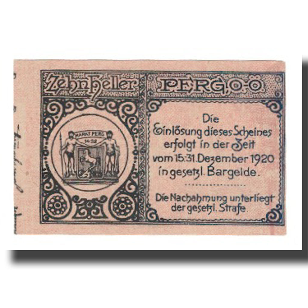 Banknote, Austria, Perg O.Ö. Marktgemeinde, 10 Heller, personnage, 1920