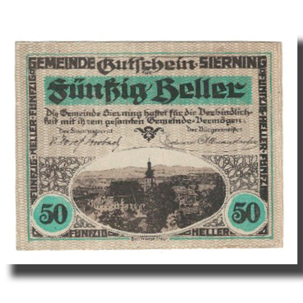 Banknot, Austria, Sierning O.Ö. Gemeinde, 50 Heller, personnage, 1921