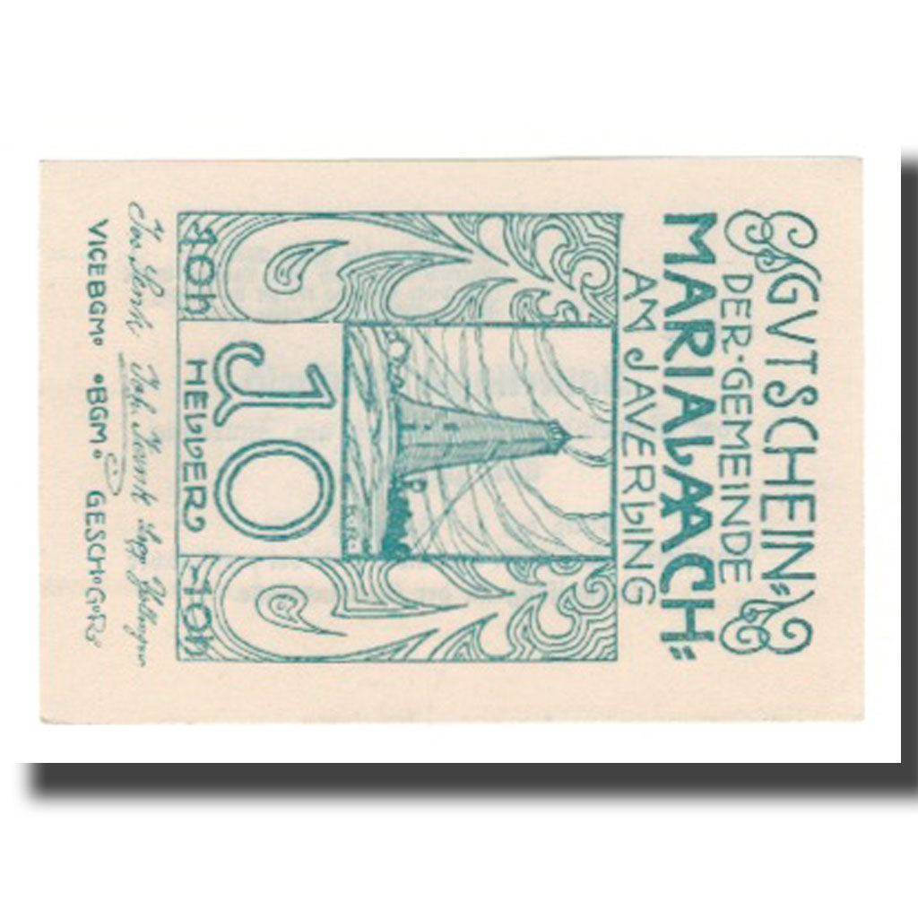 Banknot, Austria, Maria-Laach am Jauerling Gemeinde, 10 Heller, Texte, 1920