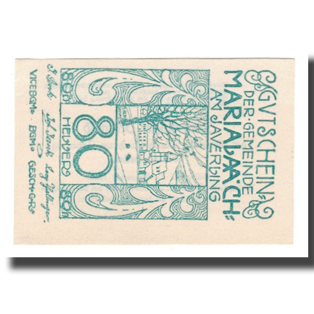 Banknot, Austria, Maria-Laach am Jauerling Gemeinde, 80 Heller, Texte  5, 1920