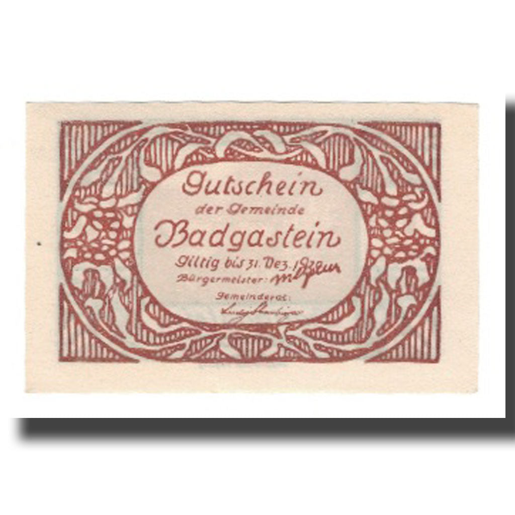 Banknote, Austria, Bad Gastein Sbg. Gemeinde, 10 Heller, paysage, 1920