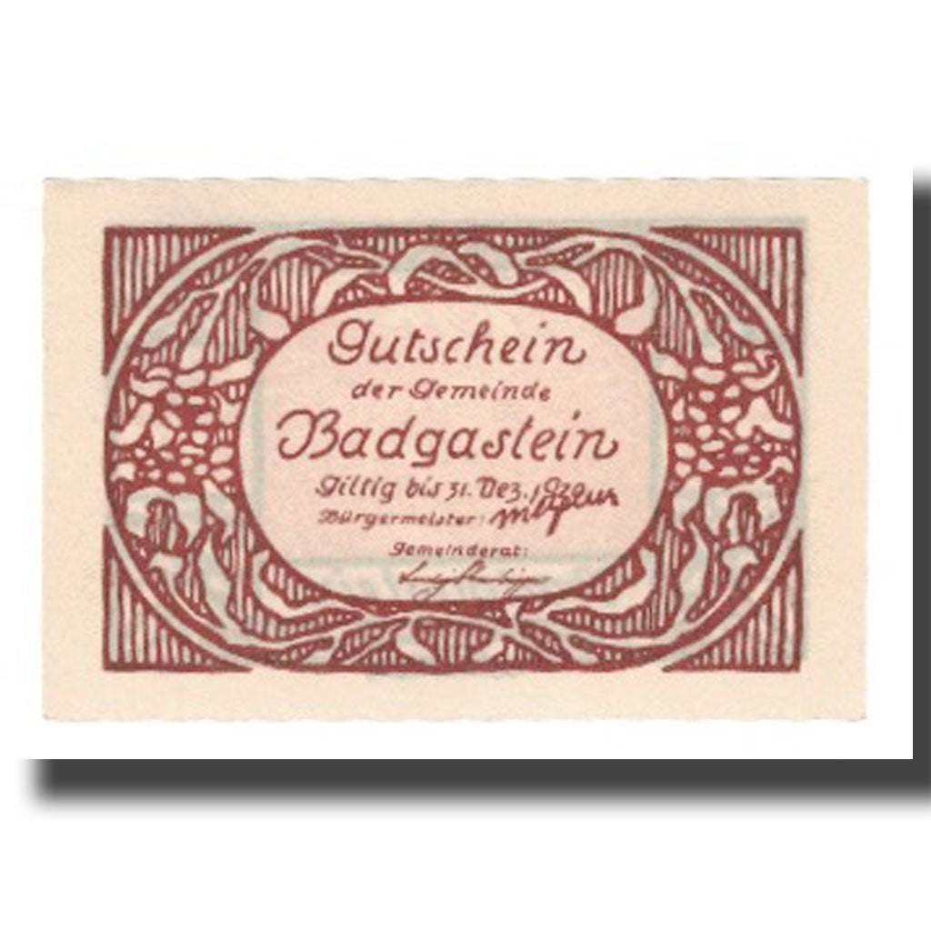 Banknot, Austria, Bad Gastein Sbg. Gemeinde, 30 Heller, paysage 1, 1920