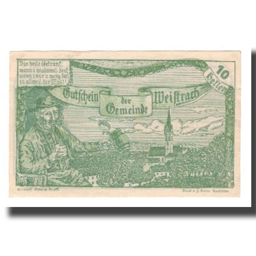 Banknote, Austria, Weistrach N.Ö. Gemeinde, 10 Heller, Texte, 1920, 1920-12-30