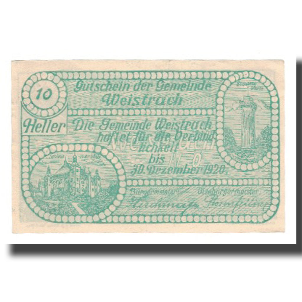 Banknote, Austria, Weistrach N.Ö. Gemeinde, 10 Heller, Texte, 1920, 1920-12-30