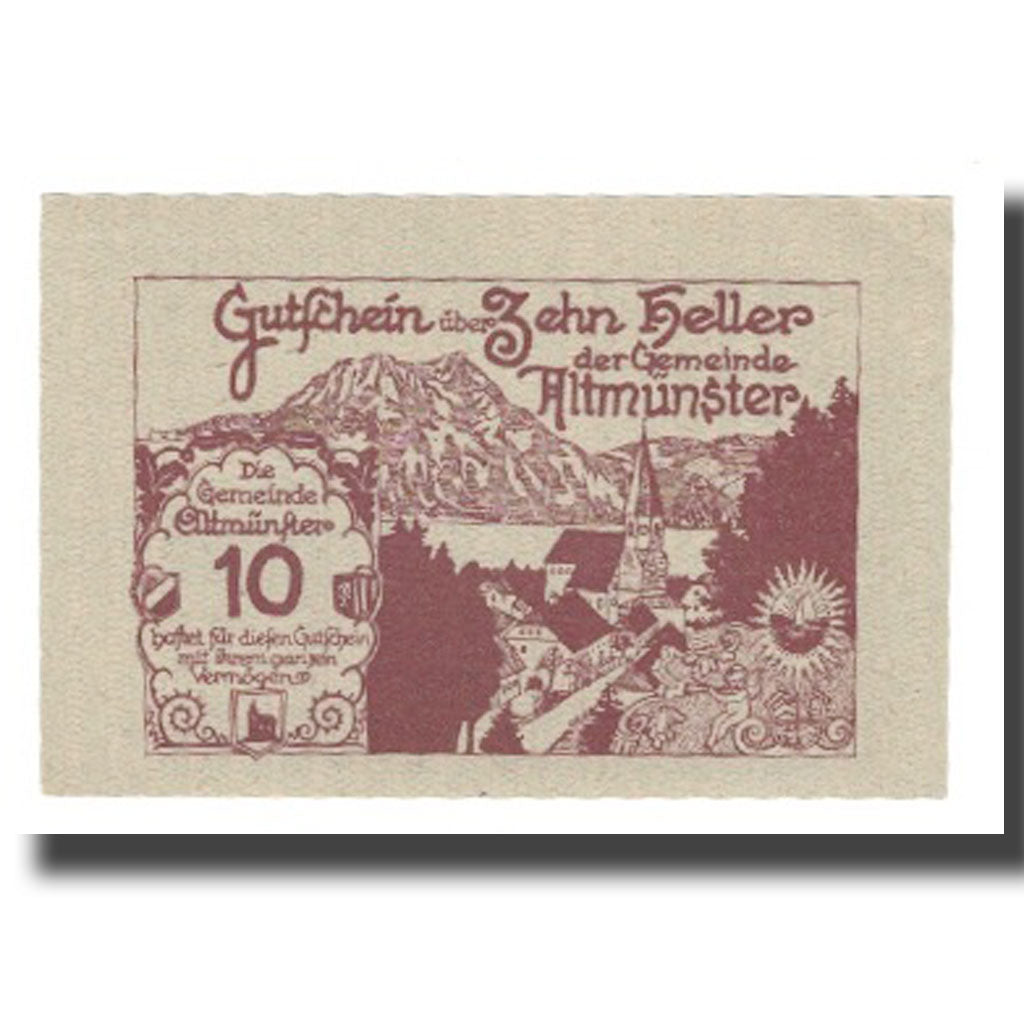 Banknote, Austria, Altmünster O.Ö. Gemeinde, 10 Heller, paysage, 1920