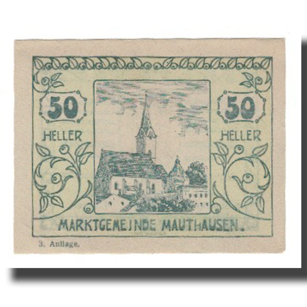 Geldschein, Österreich, Mauthausen O.Ö. Marktgemeinde, 50 Heller, chateau 2