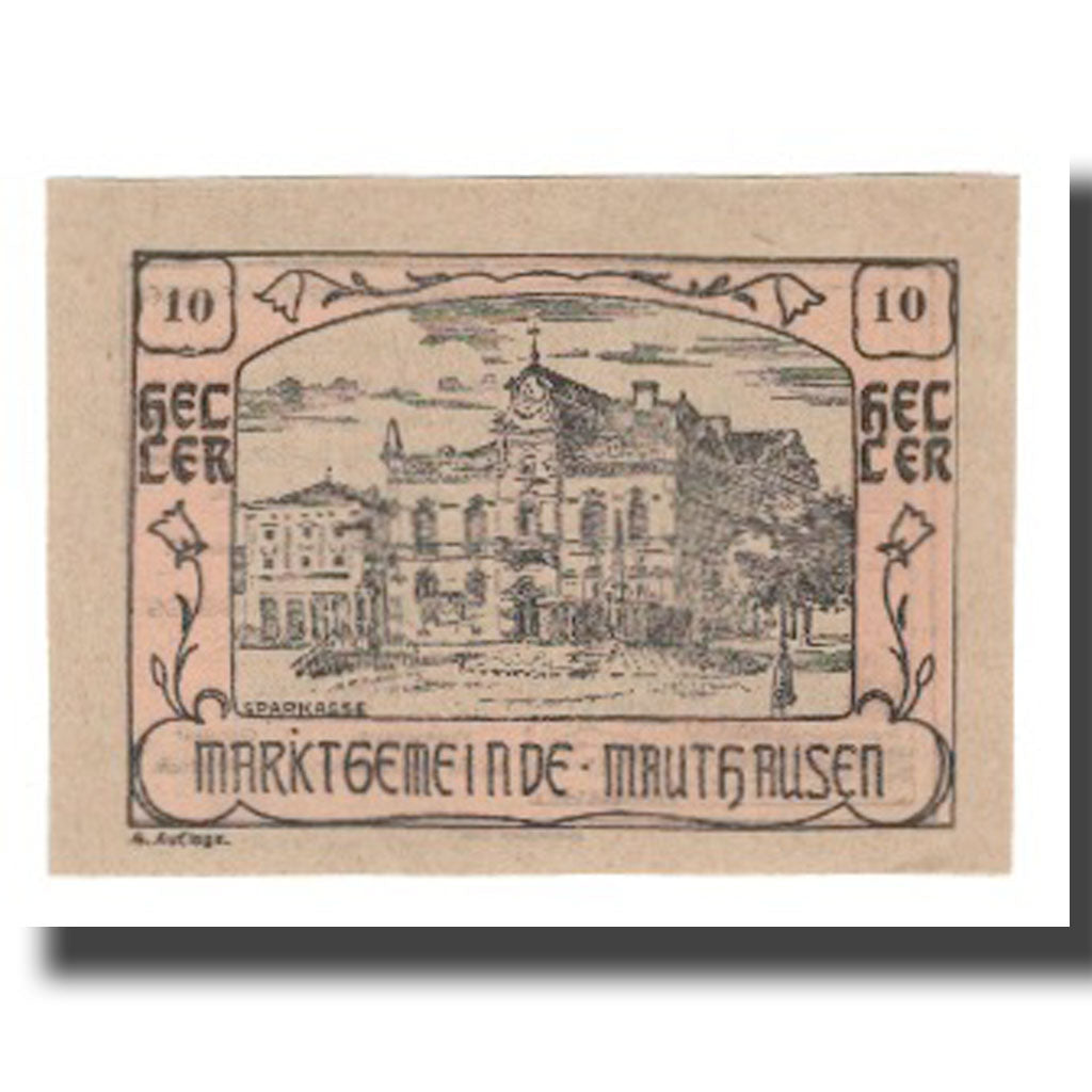 Banknot, Austria, Mauthausen O.Ö. Marktgemeinde, 10 Heller, Monument, Undated