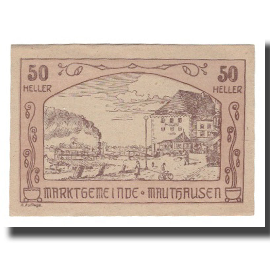 Banknot, Austria, Mauthausen O.Ö. Marktgemeinde, 50 Heller, monument 3