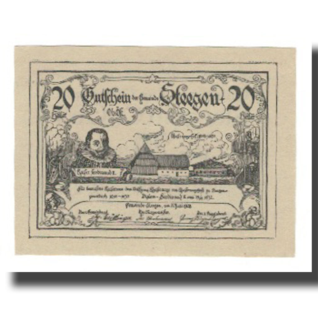 Banknote, Austria, Steegen O.Ö. Gemeinde, 20 Heller, Texte, 1920, 1920-06-22