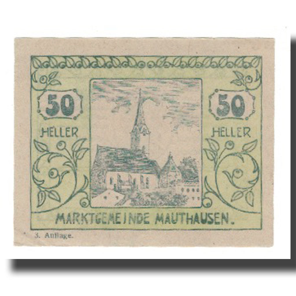 Geldschein, Österreich, Mauthausen O.Ö. Marktgemeinde, 50 Heller, château