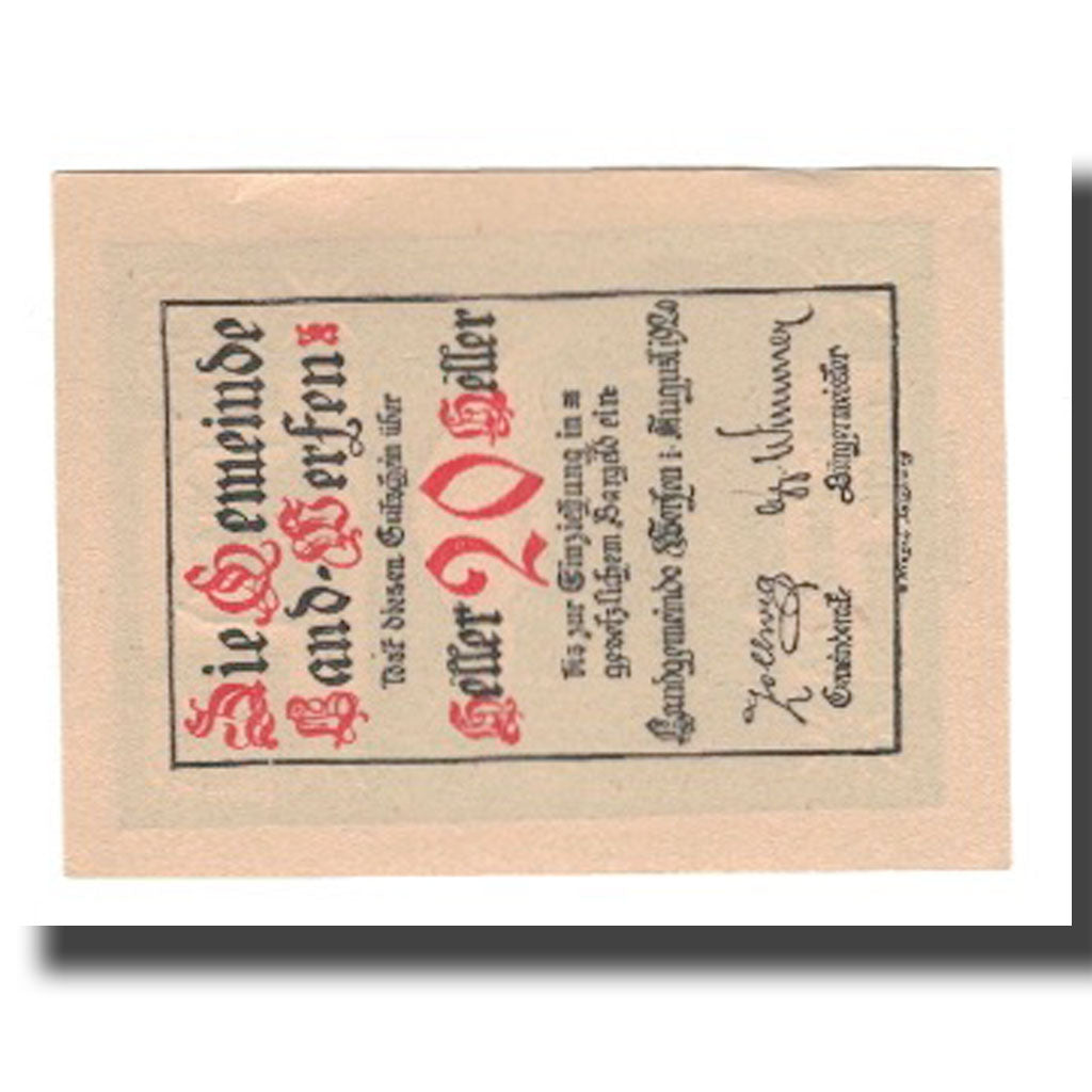 Banknot, Austria, Werfen Land Sbg. Gemeinde, 20 Heller, paysage 1, 1920