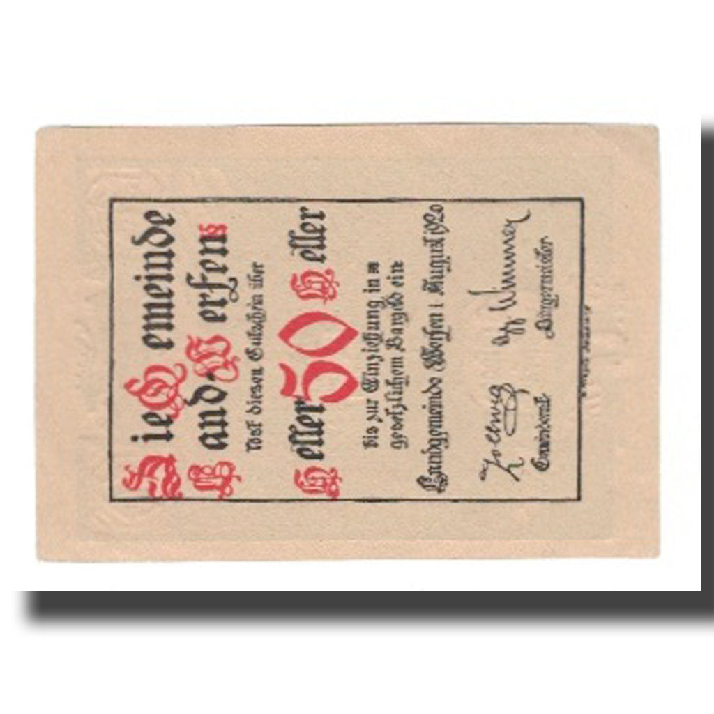 Banknote, Austria, Werfen Land Sbg. Gemeinde, 50 Heller, paysage 2, 1920