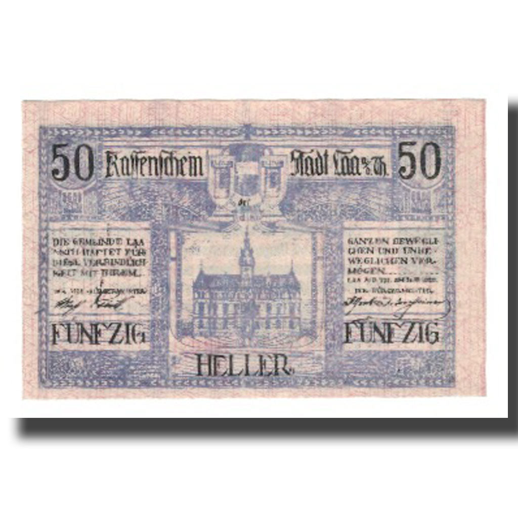 Banknote, Austria, Laa An Der Thaya, Stadtgemeinde, 50 Heller, Texte 3, 1920