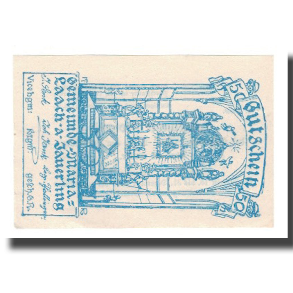 Banknot, Austria, Maria-Laach am Jauerling Gemeinde, 50 Heller, Texte, 1920