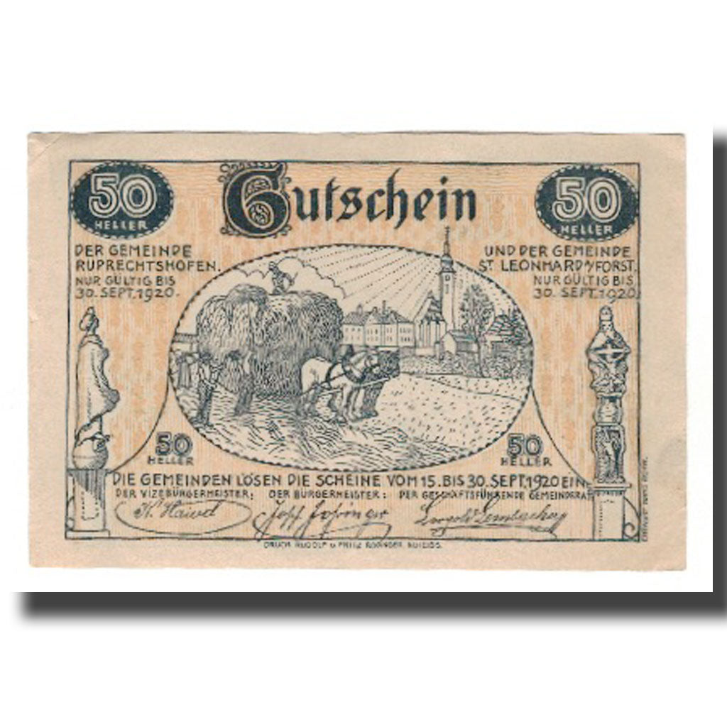 Banknote, Austria, St. Leonhard am Forst und Ruprechtshofen N.Ö. Gemeinden, 50