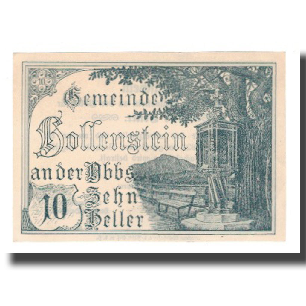 Banknot, Austria, Hollenstein N.Ö. Gemeinde, 10 Heller, Texte, 1920