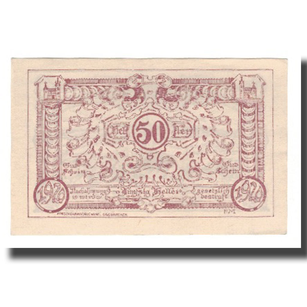 Geldschein, Österreich, Grieskirchen O.Ö. Stadtgemeinde, 50 Heller, valeur