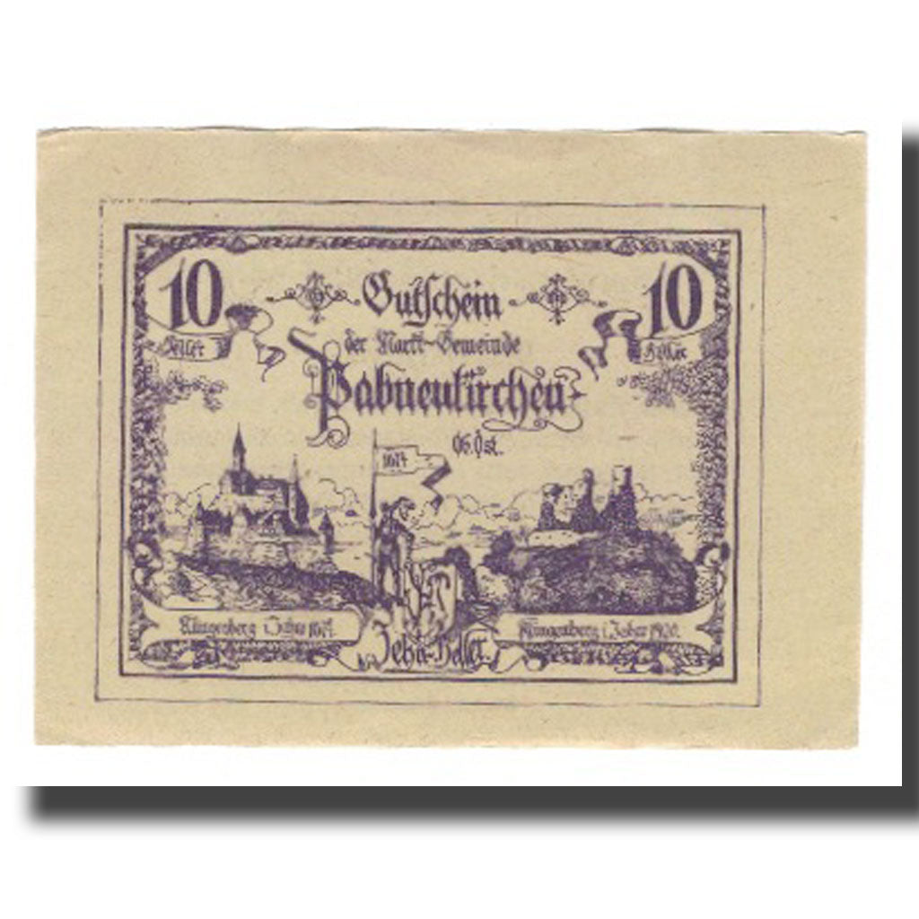 Banknot, Austria, Pabneukirchen O.Ö. Marktgemeinde, 10 Heller, Texte, 1920