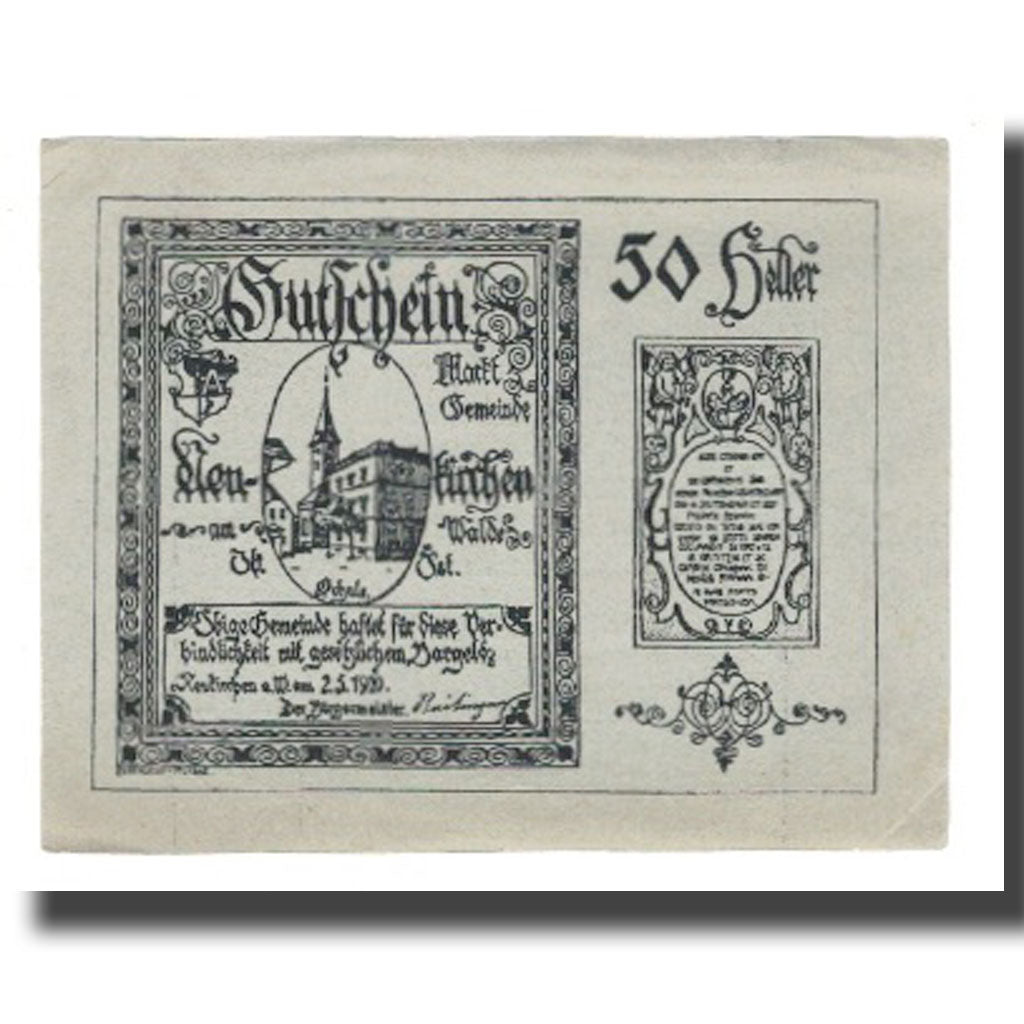 Geldschein, Österreich, Neukirchen am Walde O.Ö. Marktgemeinde, 50 Heller
