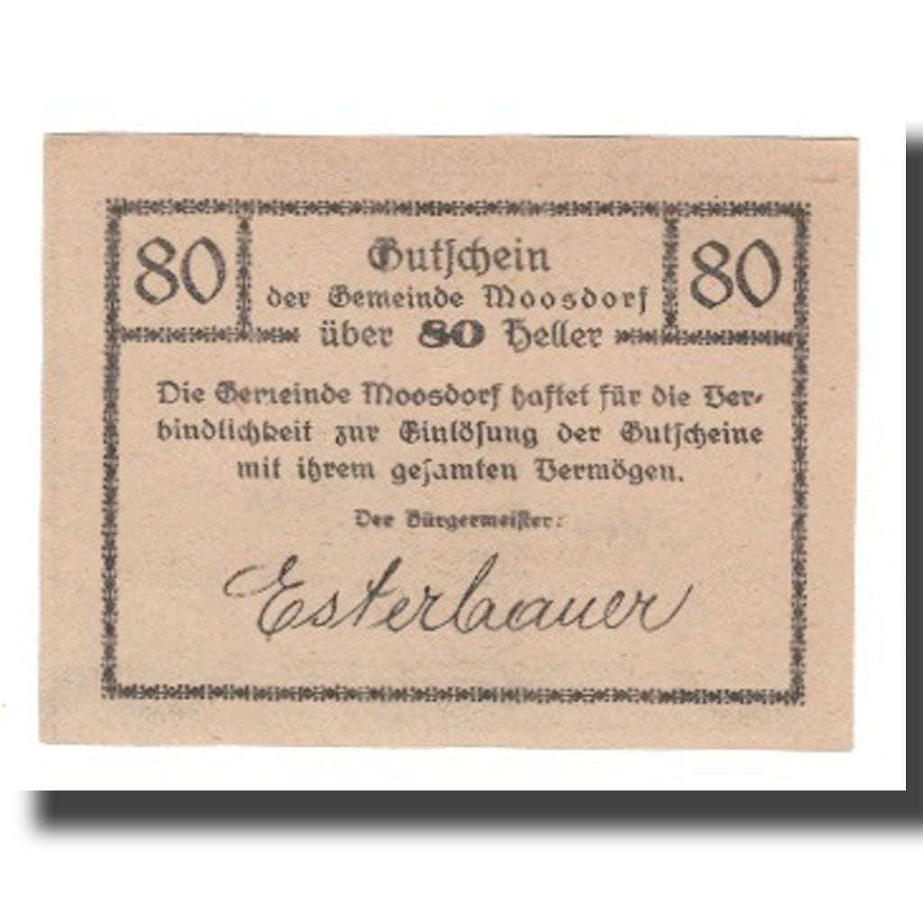 Banknote, Austria, Moosdorf, 80 Heller, texte 1, 1920, 1920-12-31, AU(55-58)