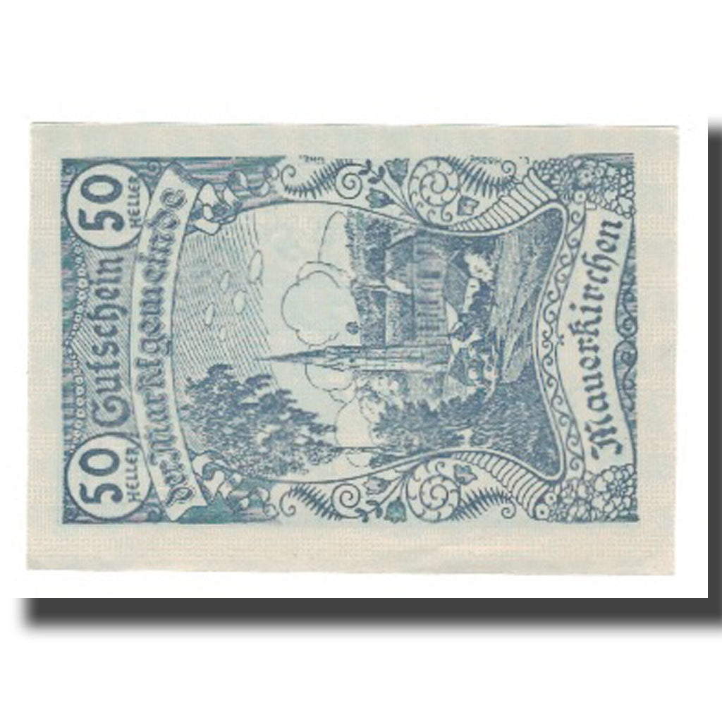 Banknot, Austria, Mauerkirchen O.Ö. Gemeinde, 50 Heller, Texte, 1920