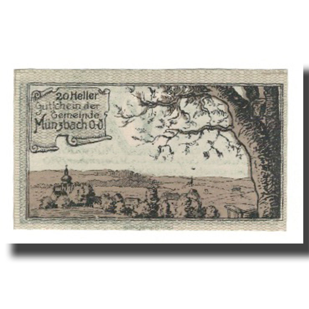 Banknot, Austria, Münzbach O.Ö. Gemeinde, 20 Heller, paysage, 1920
