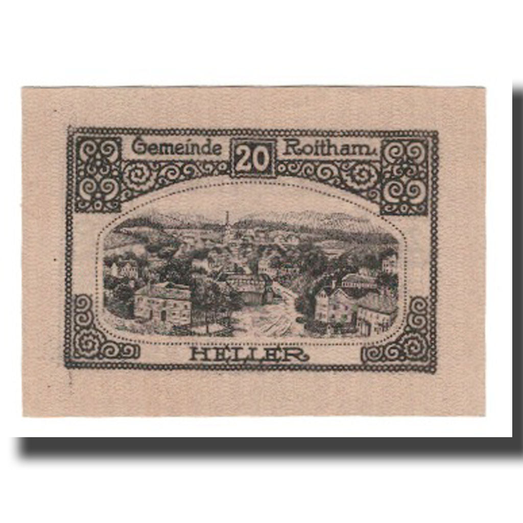 Geldschein, Österreich, Roitham O.Ö. Gemeinde, 20 Heller, paysage, 1920