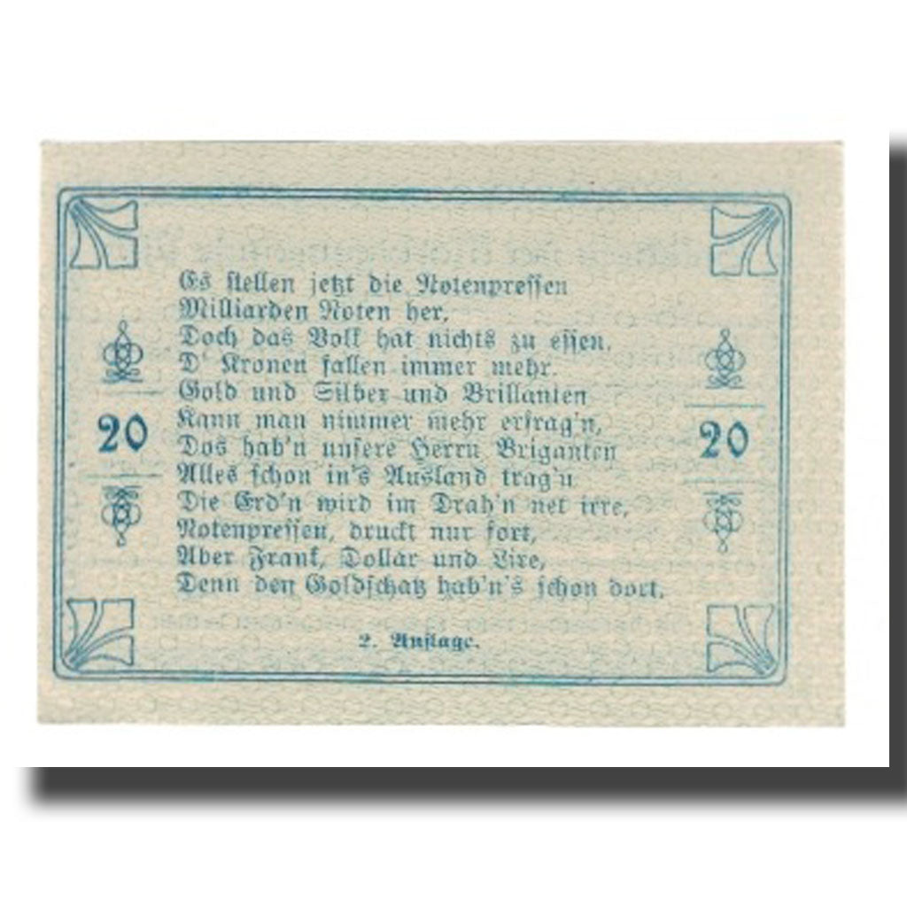 Banknot, Austria, Vitis N.Ö. Marktgemeinde, 20 Heller, texte 1, 1920
