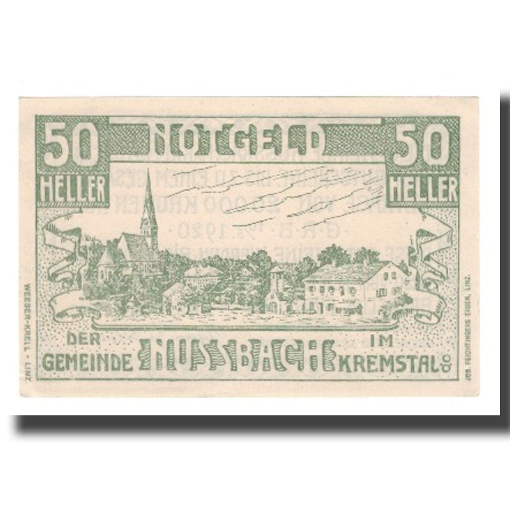 Banknote, Austria, Nussbach im Kremstal O.Ö. Gemeinde, 50 Heller, Texte 2