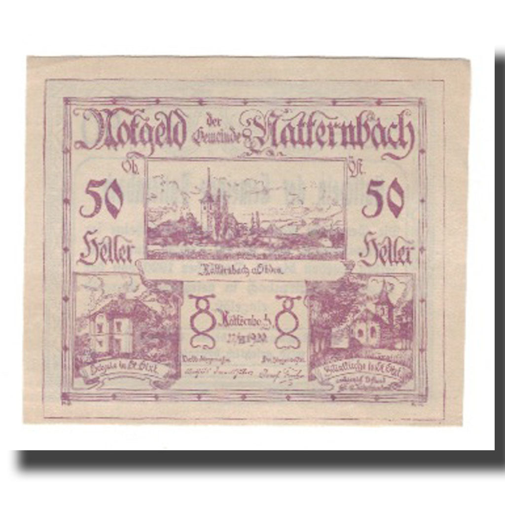 Banknot, Austria, Natternbach O.Ö. Gemeinde, 50 Heller, texte 1, 1920
