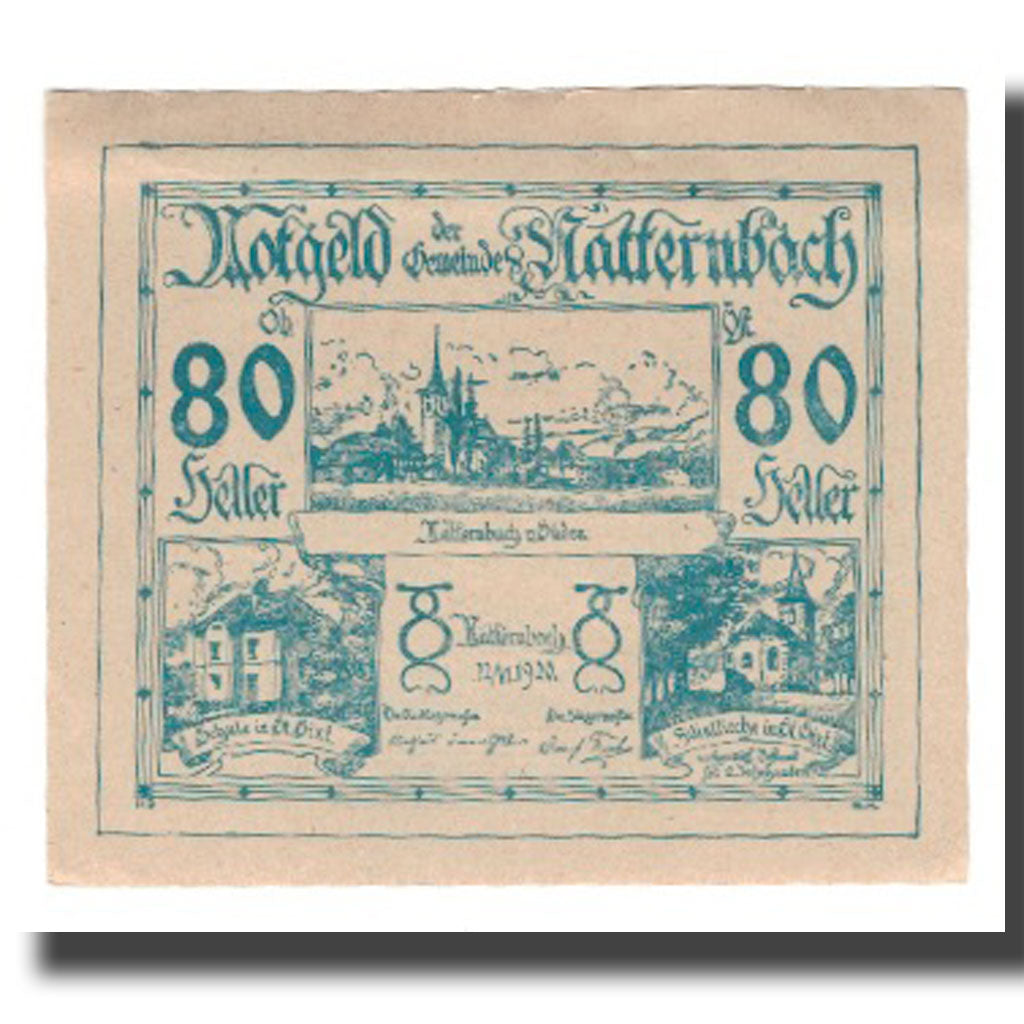 Banknot, Austria, Natternbach O.Ö. Gemeinde, 80 Heller, Texte 3, 1920