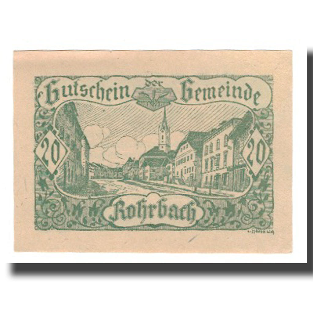 Banknot, Austria, Rohrbach O.Ö. Gemeinde, 20 Heller, Texte, 1920, Undated
