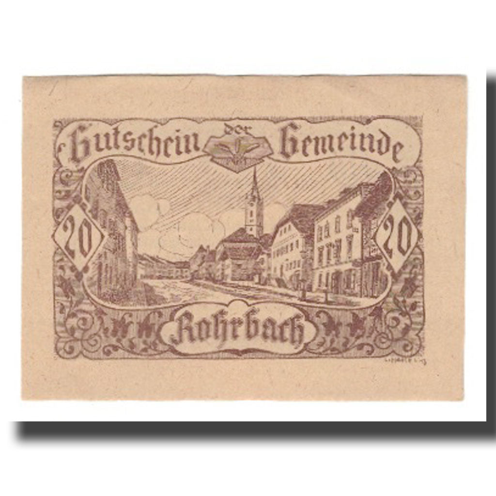 Banknot, Austria, Rohrbach O.Ö. Gemeinde, 20 Heller, texte 1, 1920, Undated