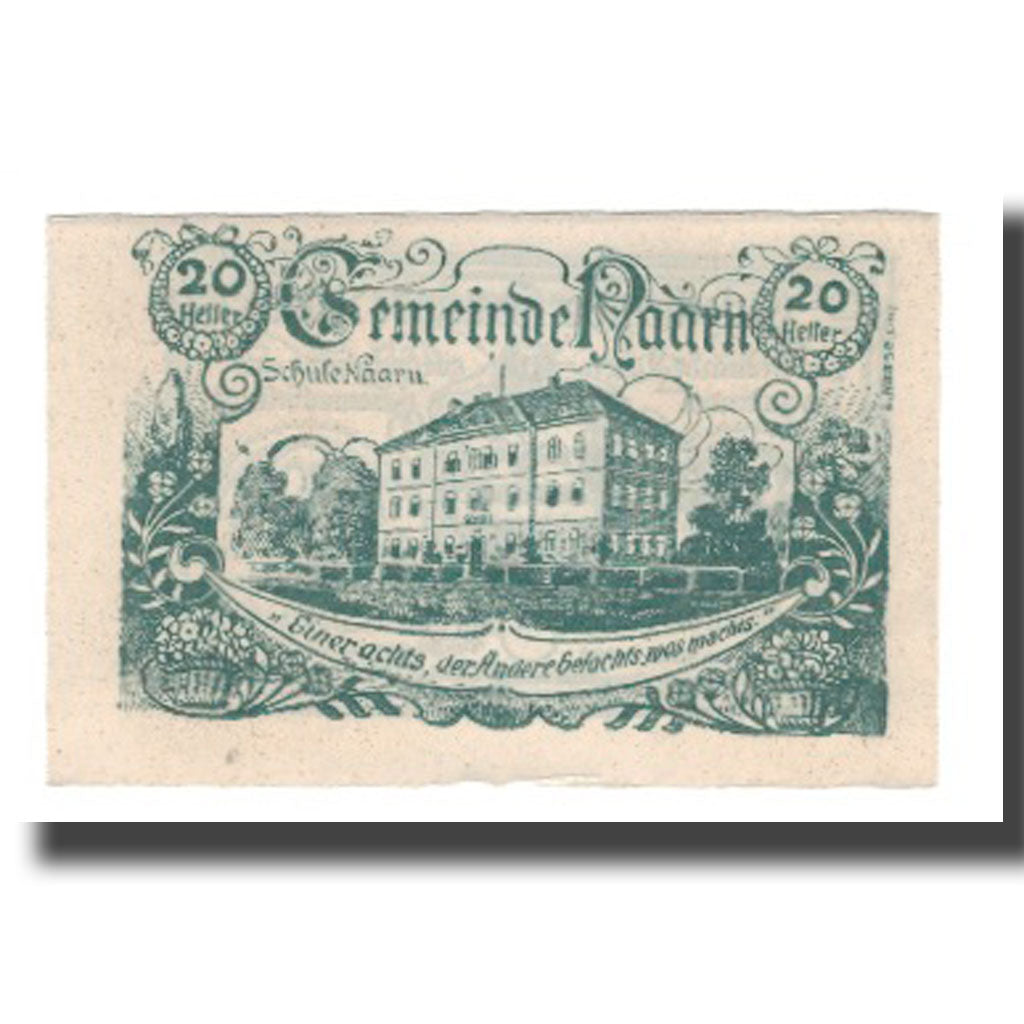 Banknot, Austria, Naarn O.Ö. Gemeinde, 20 Heller, Texte, 1920, 1920-12-31