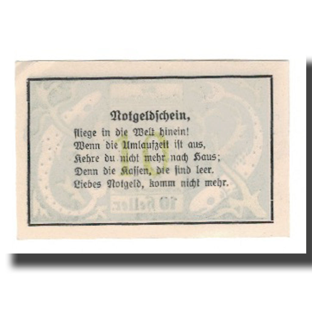 Banknot, Austria, St. Roman O.Ö. Gemeinde, 10 Heller, Texte, 1920, Undated