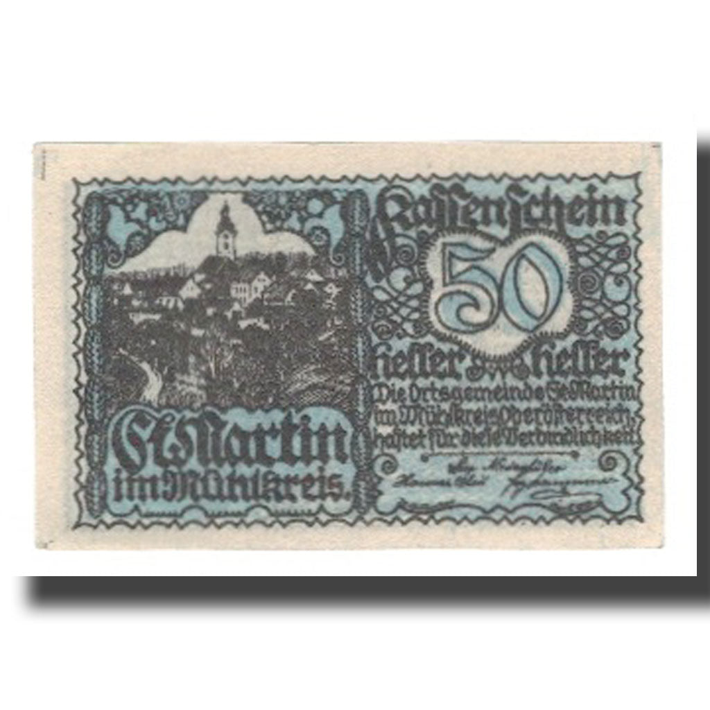 Geldschein, Österreich, St. Martin im Mühlkreis O.Ö. Gemeinde, 50 Heller