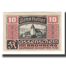 Geldschein, Österreich, Bromberg Gemeinde Schlatten N.Ö., 10 Heller, Texte