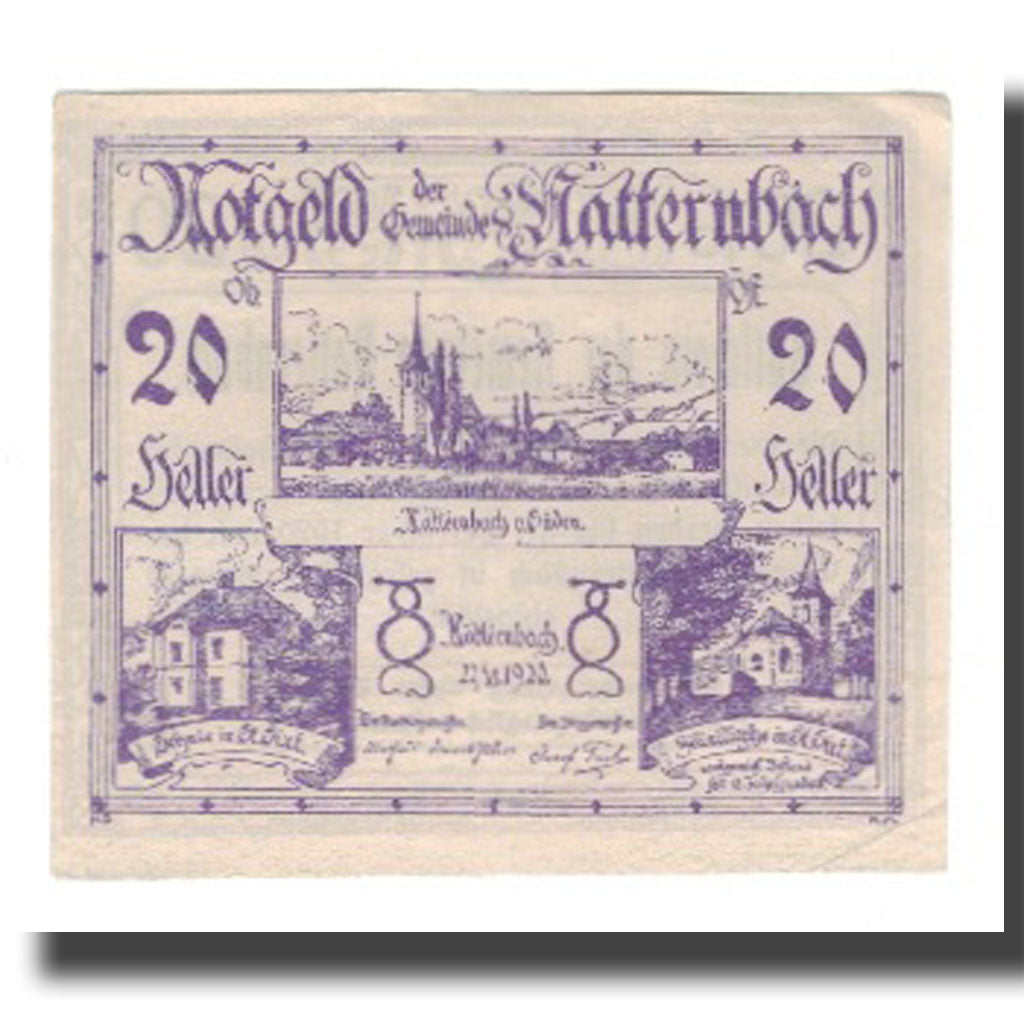 Geldschein, Österreich, Natternbach O.Ö. Gemeinde, 20 Heller, Texte 3, 1920
