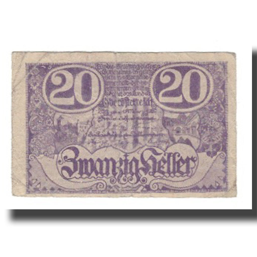 Banknote, Austria, Oberösterreich O.Ö. Land, 20 Heller, Texte, 1920