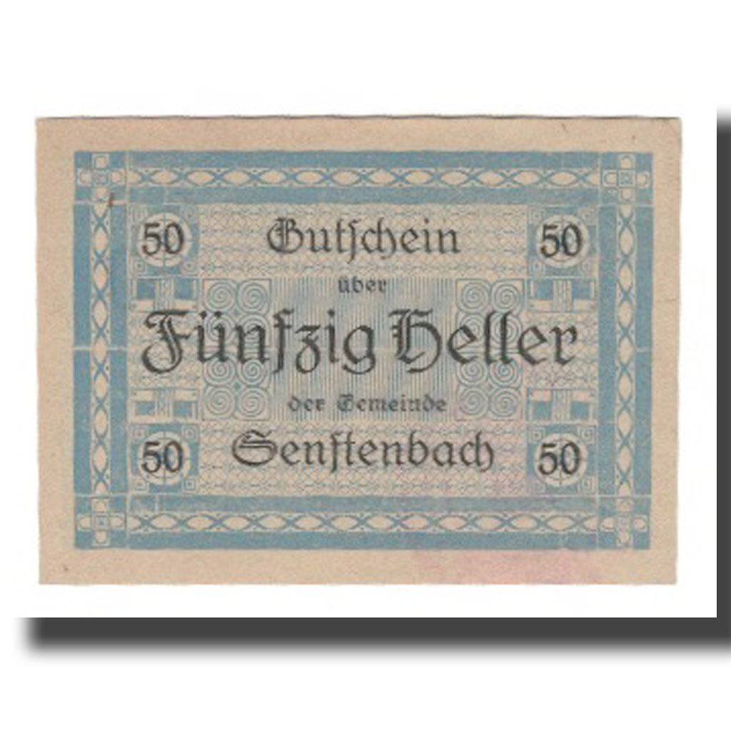 Banknote, Austria, Senftenbach O.Ö. Gemeinde, 50 Heller, Texte, 1920