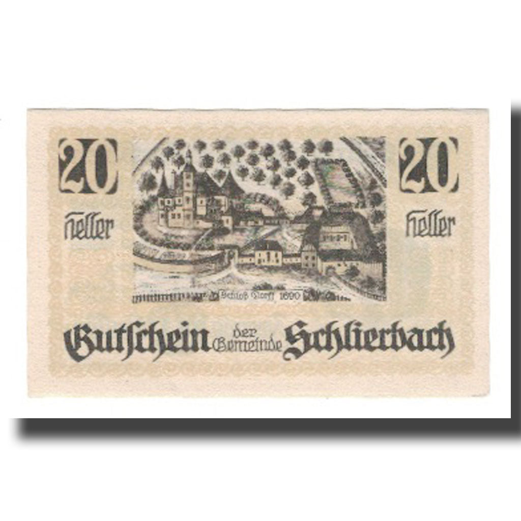 Banknot, Austria, Schlierbach O.Ö. Gemeinde, 20 Heller, personnage, 1920