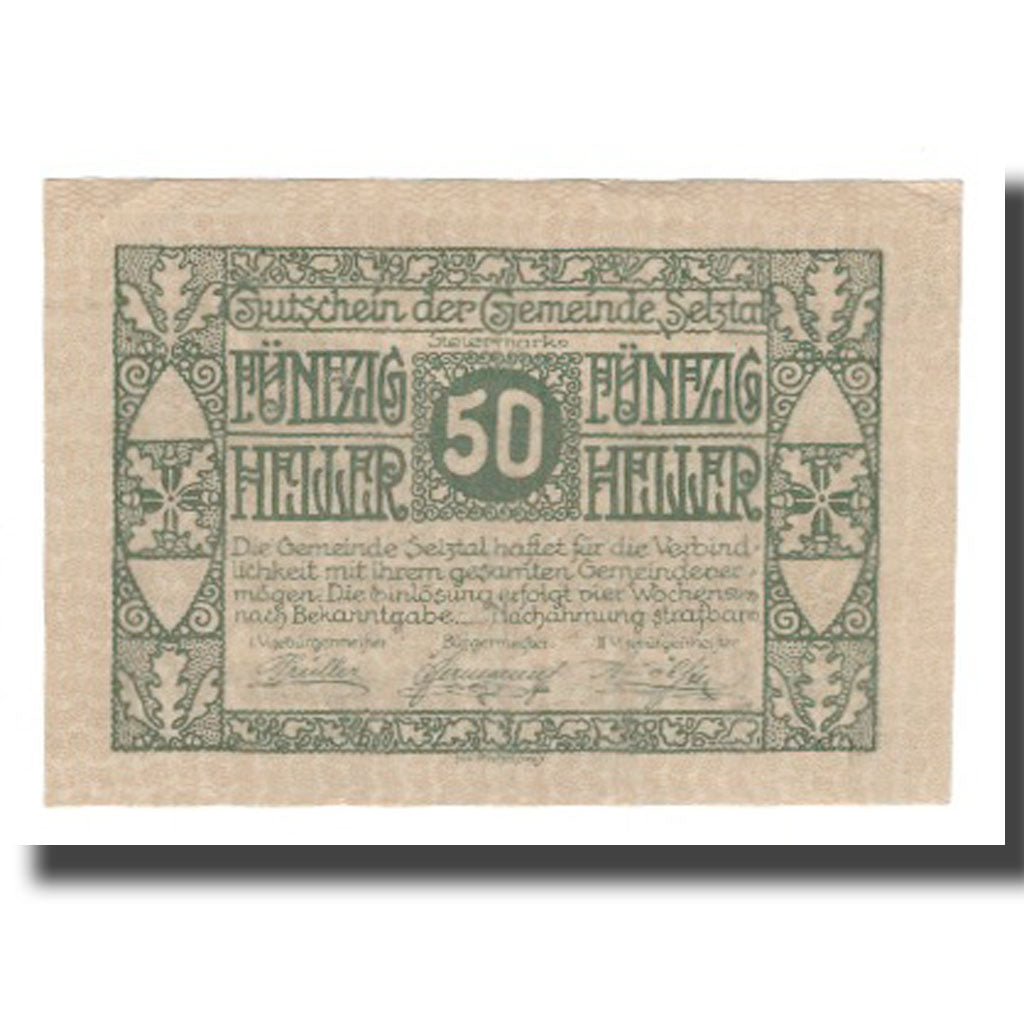Banknote, Austria, Selztal Stm. Gemeinde, 50 Heller, paysage, AU(55-58), Mehl:FS