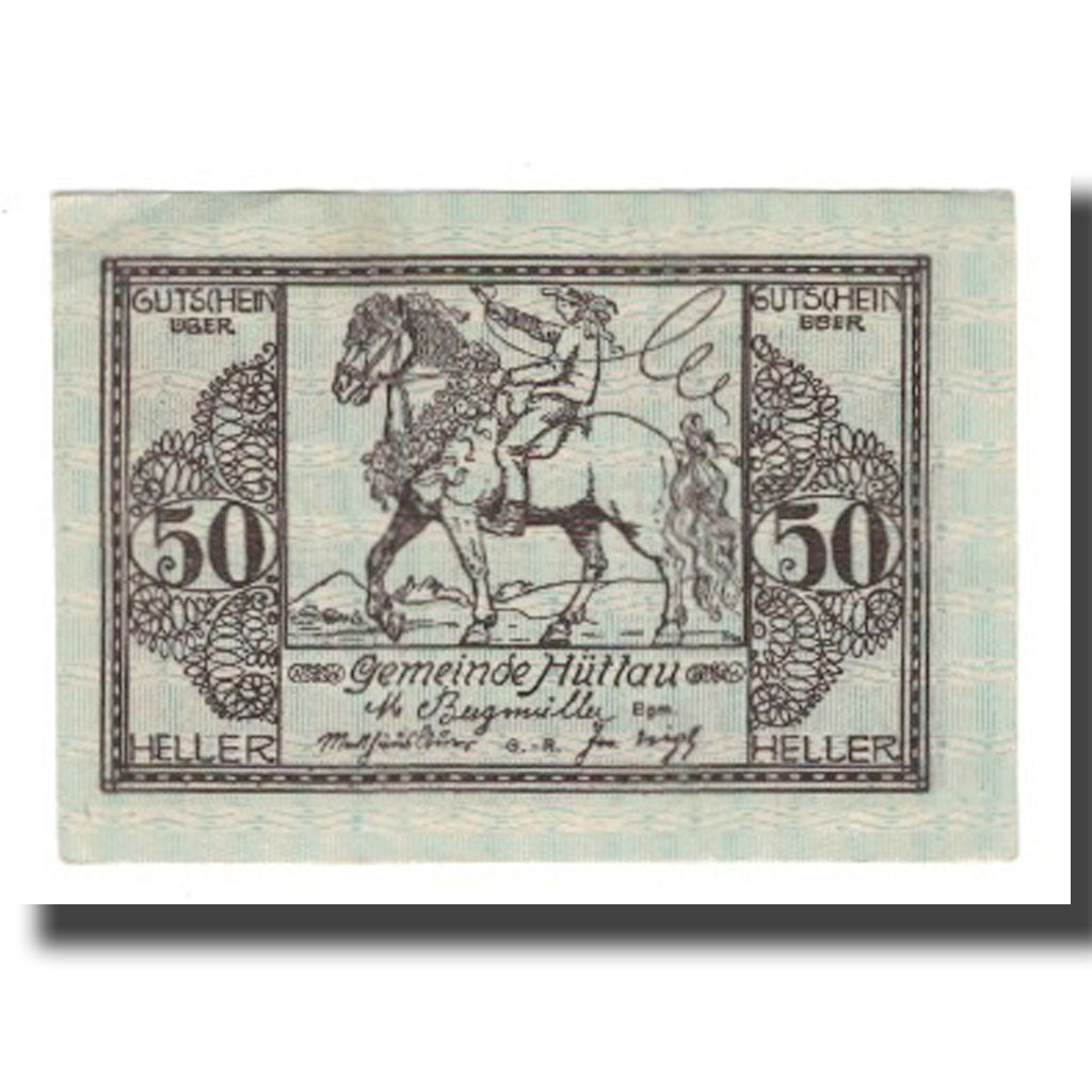 Banknot, Austria, Hüttau Sbg. Gemeinde, 50 Heller, Texte, 1921, 1921-01-31