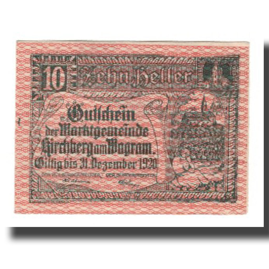 Banknote, Austria, Kirchberg am Wagram N.Ö. Marktgemeinde, 10 Heller, Texte