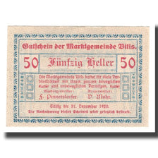 Billet, Autriche, Vitis N.Ö. Marktgemeinde, 50 Heller, Texte, 1920, 1920-12-31